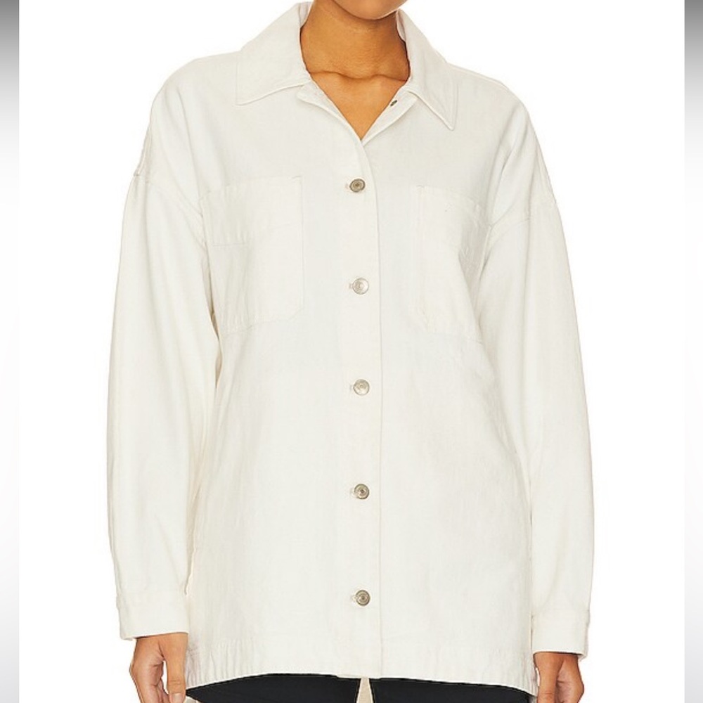 Free People Off-White Button-Up Jean Jacket